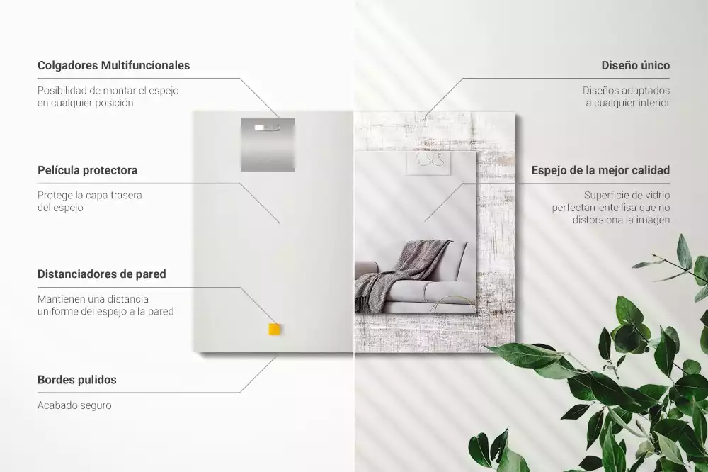 Négyszögletes dísztükör Old Wood