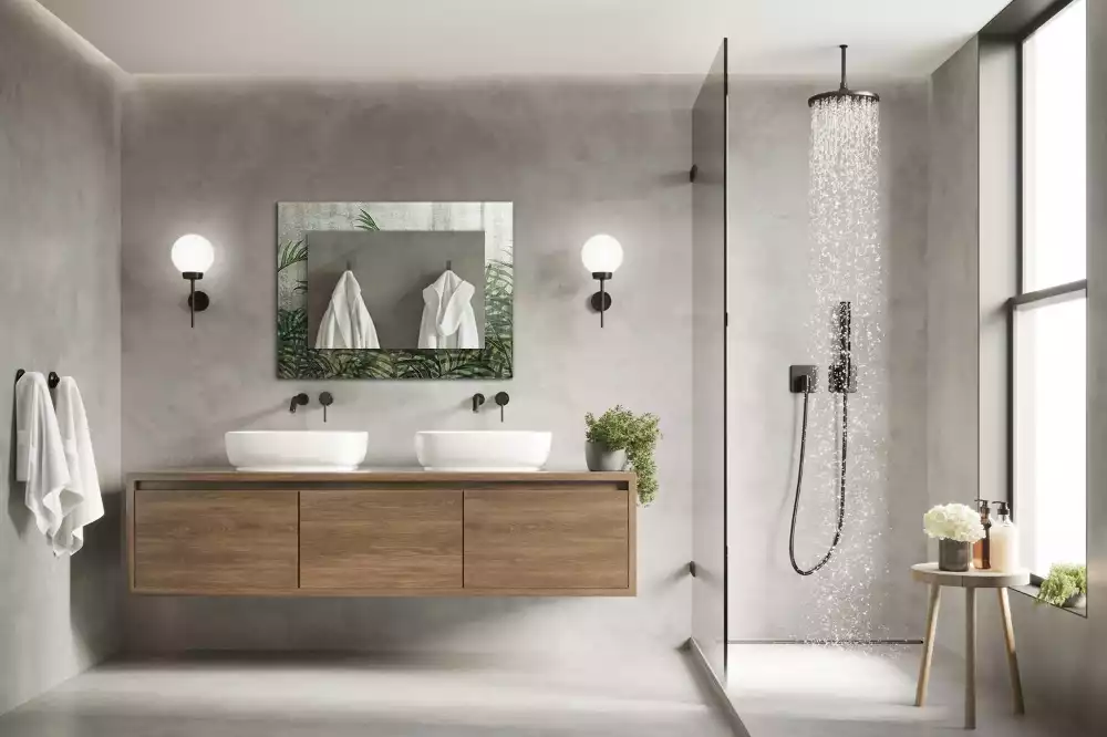 Négyszögletes dísztükör Zöld páfránylevelek