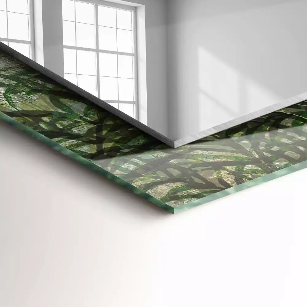 Négyszögletes dísztükör Zöld páfránylevelek