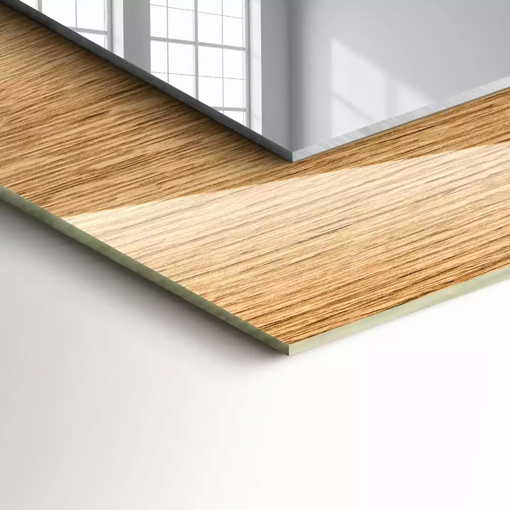 Négyszögletes dísztükör Fa szerkezettel