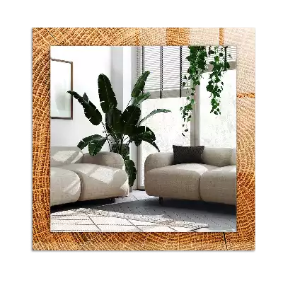 Négyszögletes dísztükör Egy fa törzsének keresztmetszete növekedési gyűrűkkel