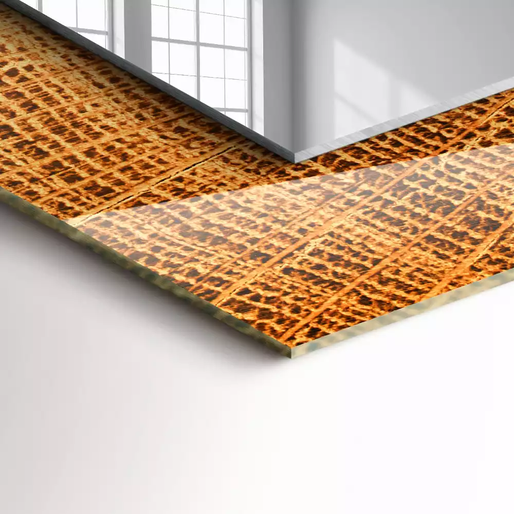 Négyszögletes dísztükör Egy fa törzsének keresztmetszete növekedési gyűrűkkel