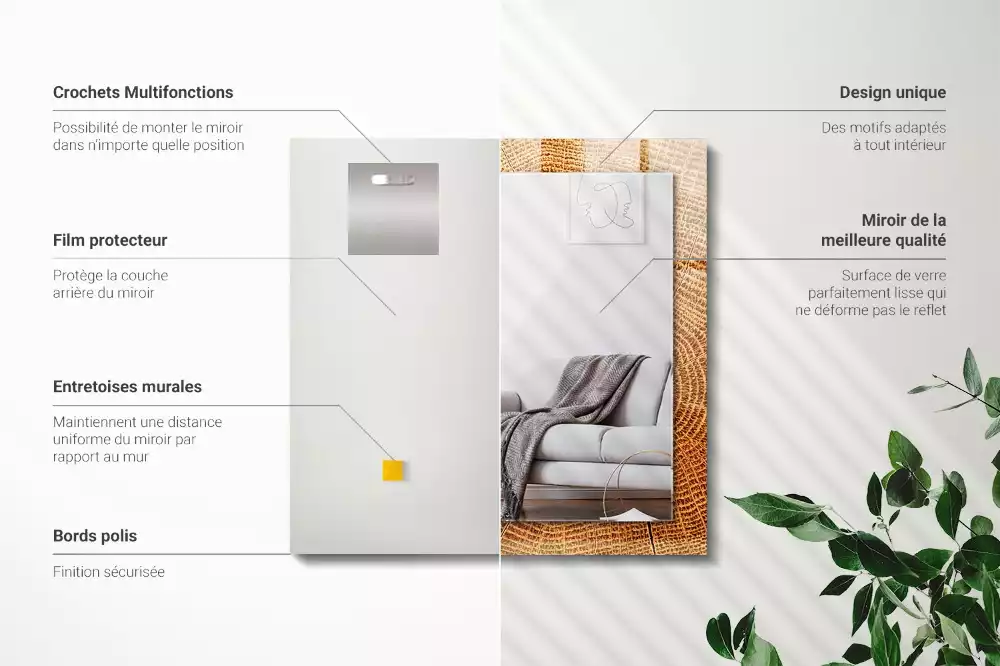 Négyszögletes dísztükör Egy fa törzsének keresztmetszete növekedési gyűrűkkel