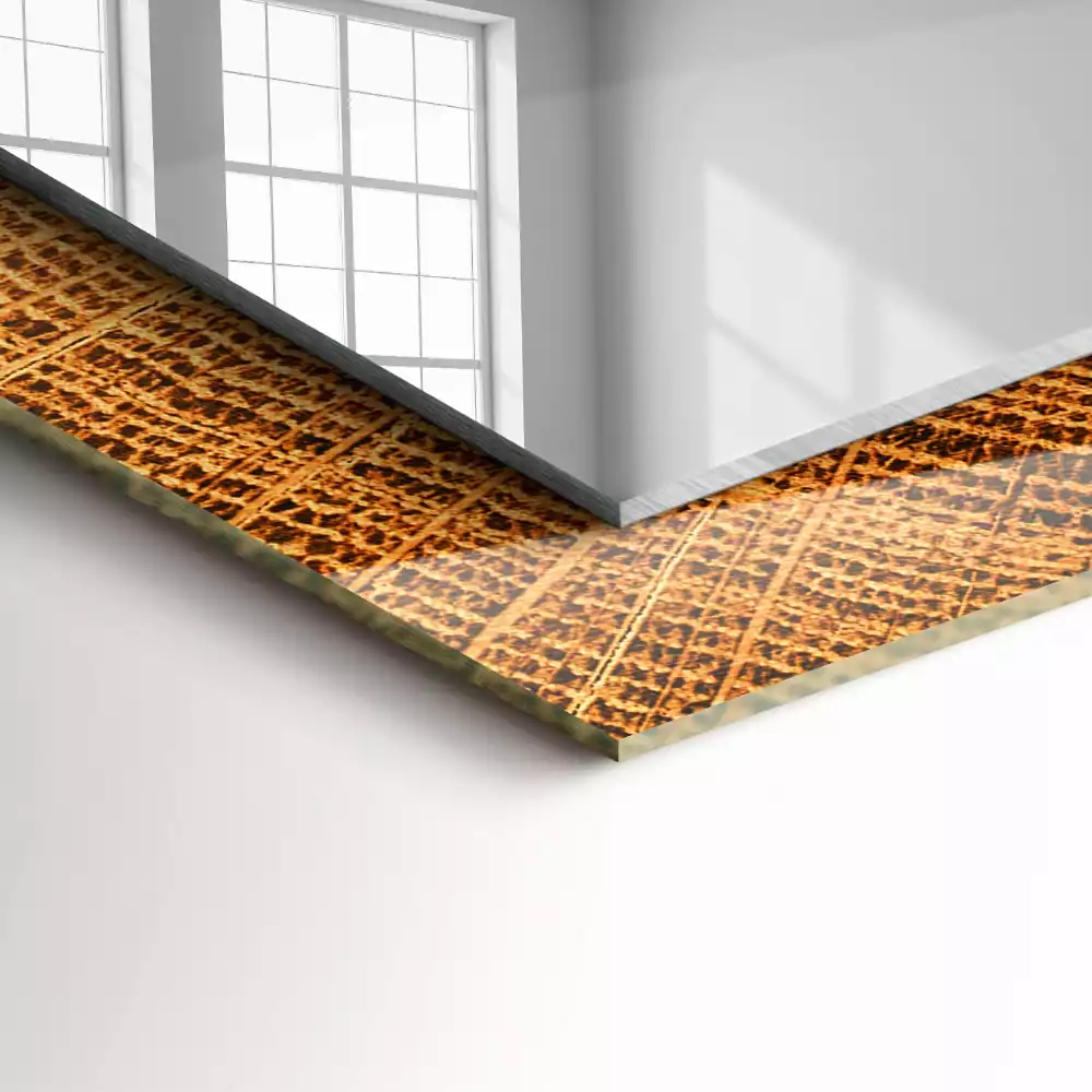 Négyszögletes dísztükör Egy fa törzsének keresztmetszete növekedési gyűrűkkel