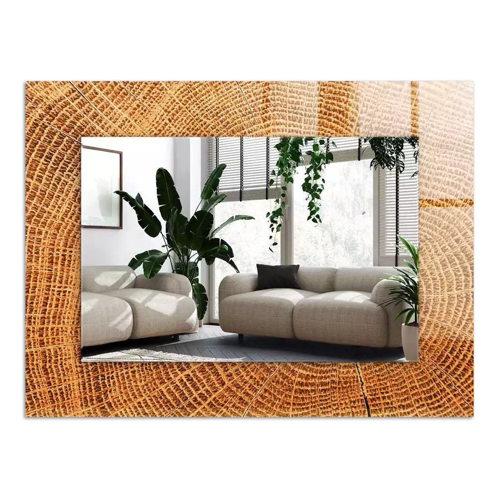 Négyszögletes dísztükör Egy fa törzsének keresztmetszete növekedési gyűrűkkel