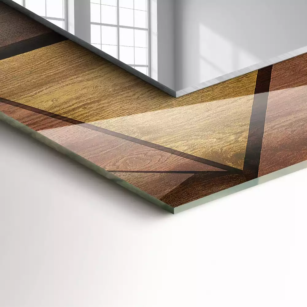 Négyszögletes dísztükör Fából készült geometrikus minták