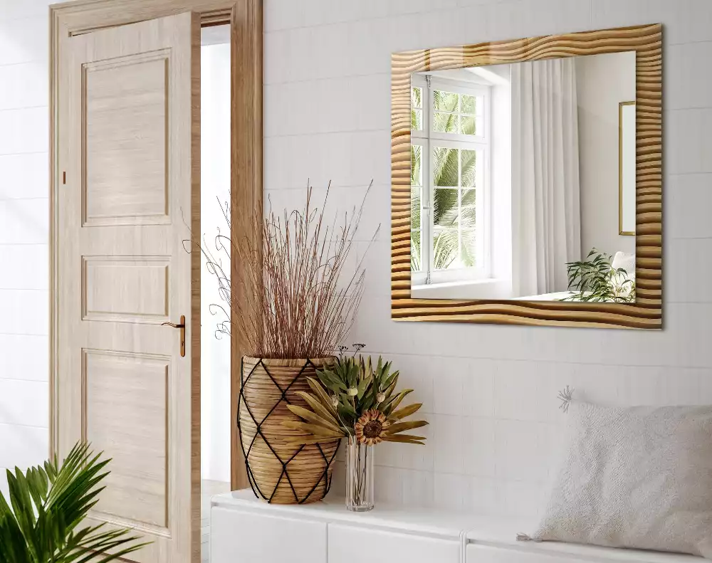 Négyszögletes dísztükör Fa hullámok