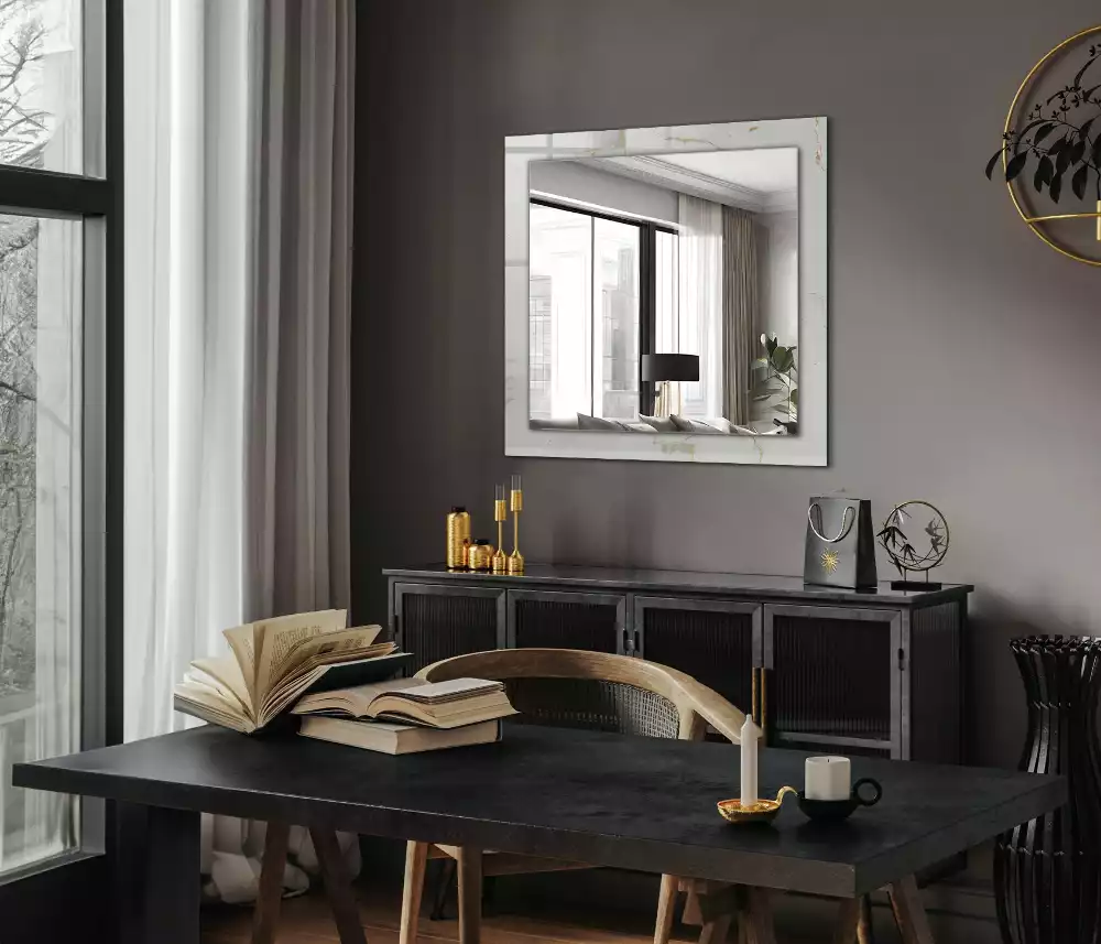 Négyszögletes dísztükör Fehér márvány minta