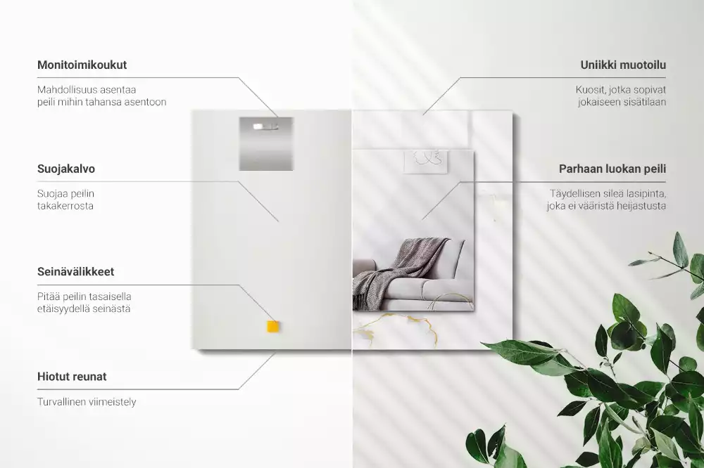 Négyszögletes dísztükör Fehér márvány minta