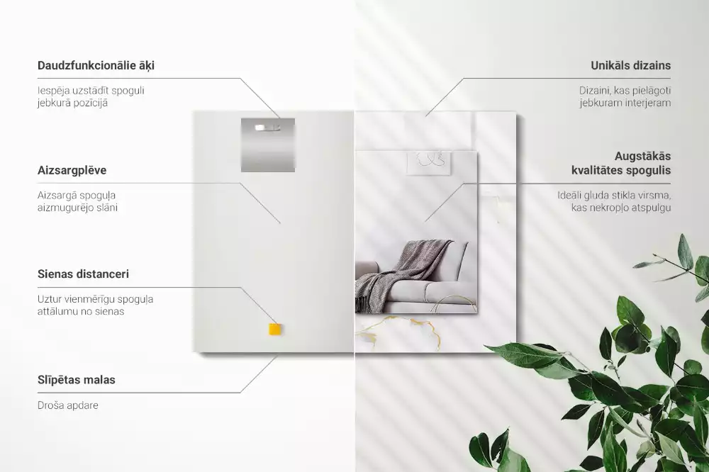 Négyszögletes dísztükör Fehér márvány minta