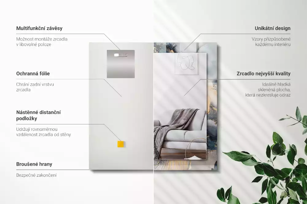 Négyszögletes dísztükör Absztrakt kék művészet