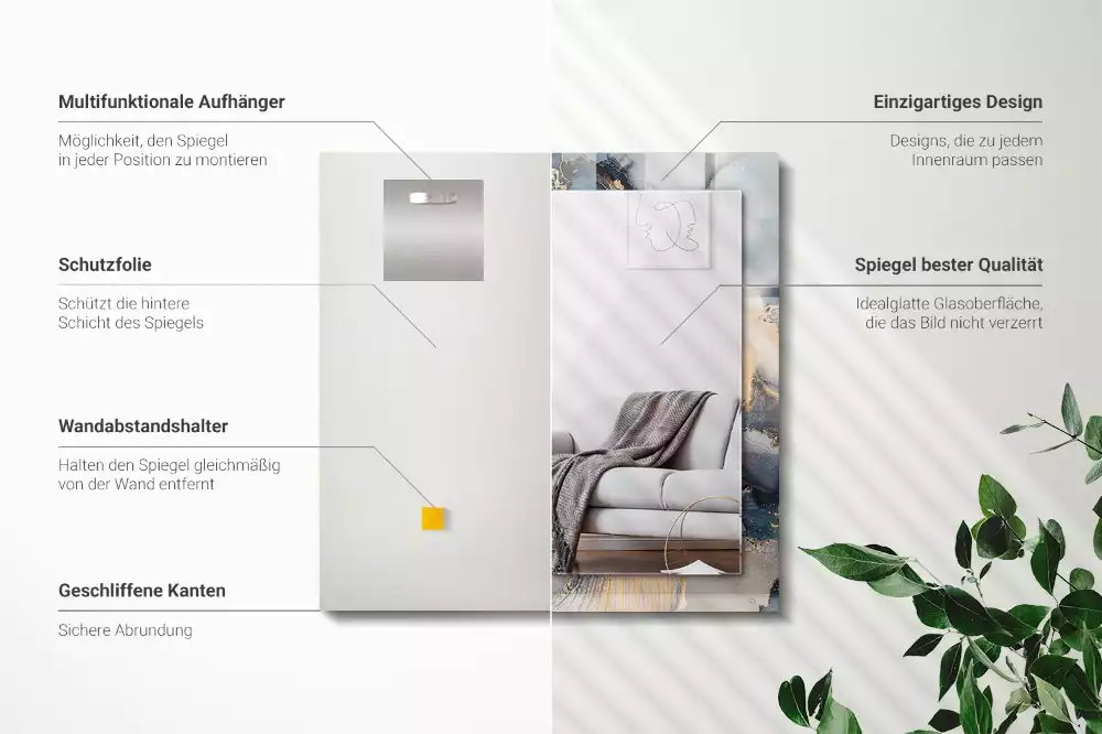 Négyszögletes dísztükör Absztrakt kék művészet