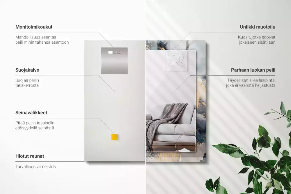 Négyszögletes dísztükör Absztrakt kék művészet