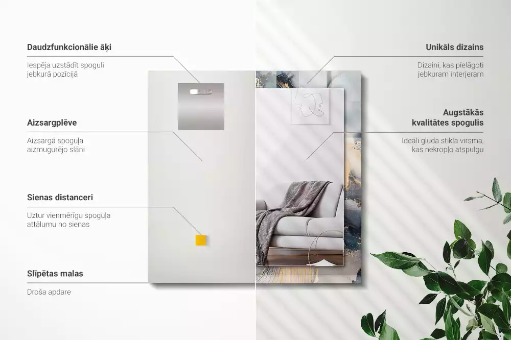 Négyszögletes dísztükör Absztrakt kék művészet