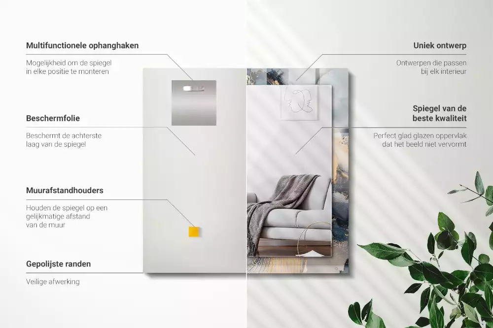 Négyszögletes dísztükör Absztrakt kék művészet