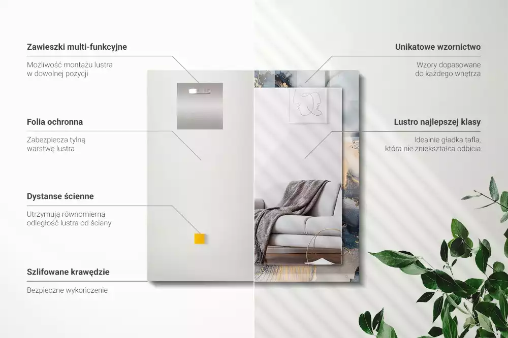 Négyszögletes dísztükör Absztrakt kék művészet