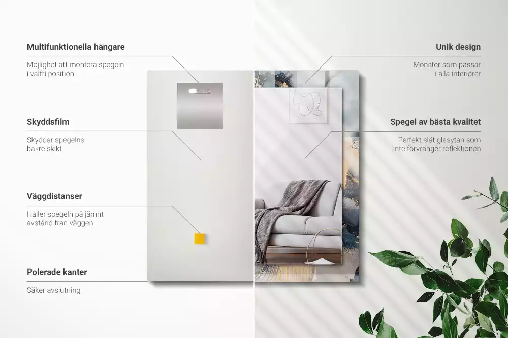 Négyszögletes dísztükör Absztrakt kék művészet