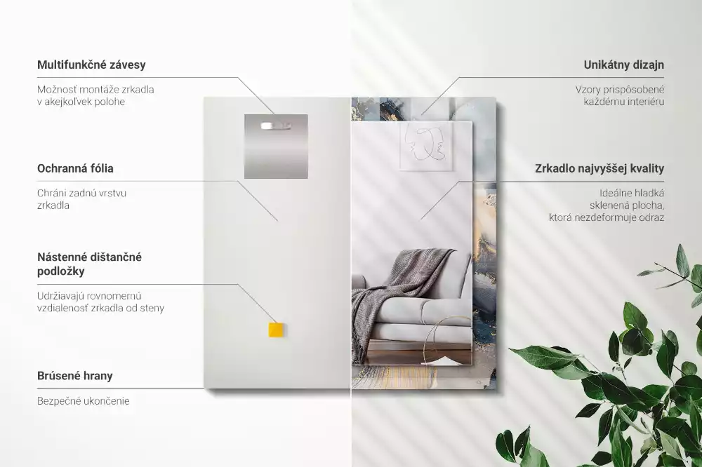 Négyszögletes dísztükör Absztrakt kék művészet