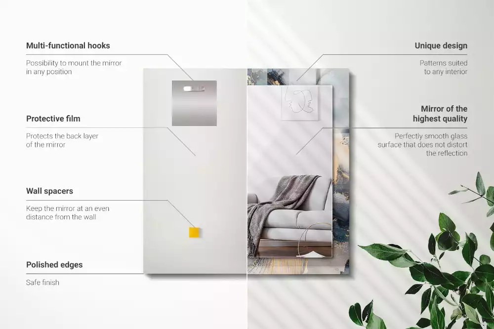 Négyszögletes dísztükör Absztrakt kék művészet