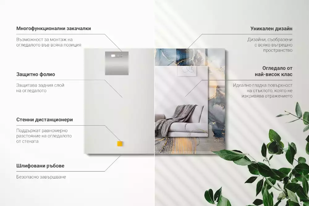 Négyszögletes dísztükör Absztrakt kék művészet