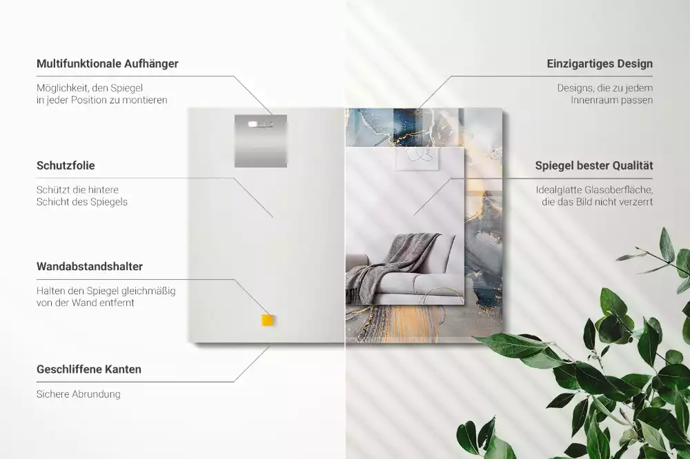 Négyszögletes dísztükör Absztrakt kék művészet