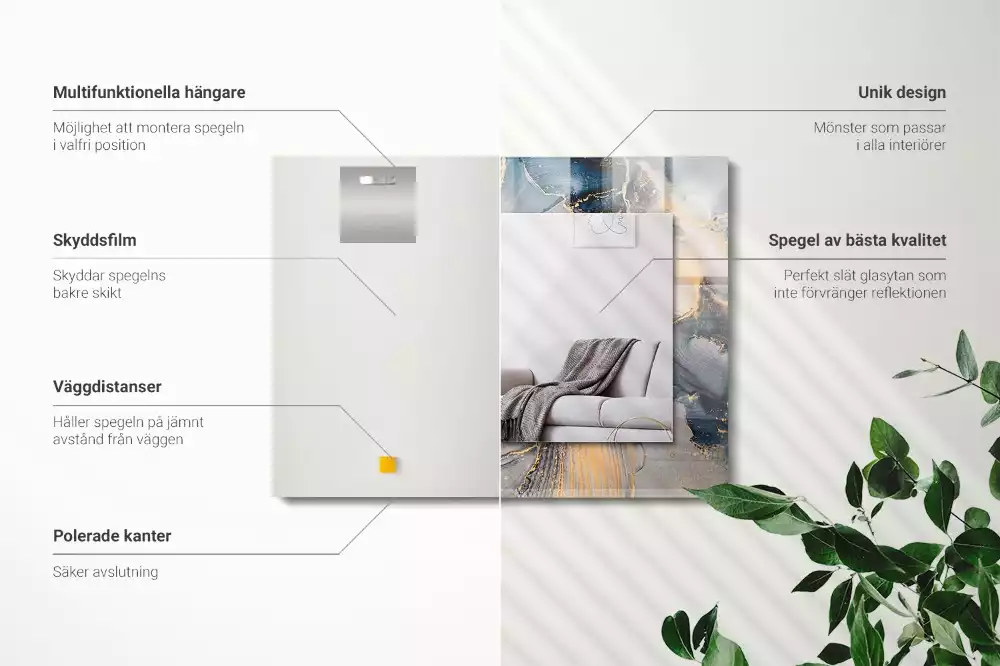 Négyszögletes dísztükör Absztrakt kék művészet