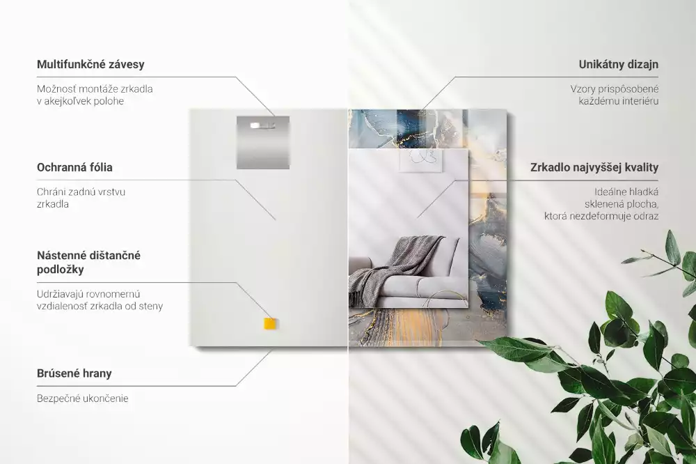 Négyszögletes dísztükör Absztrakt kék művészet