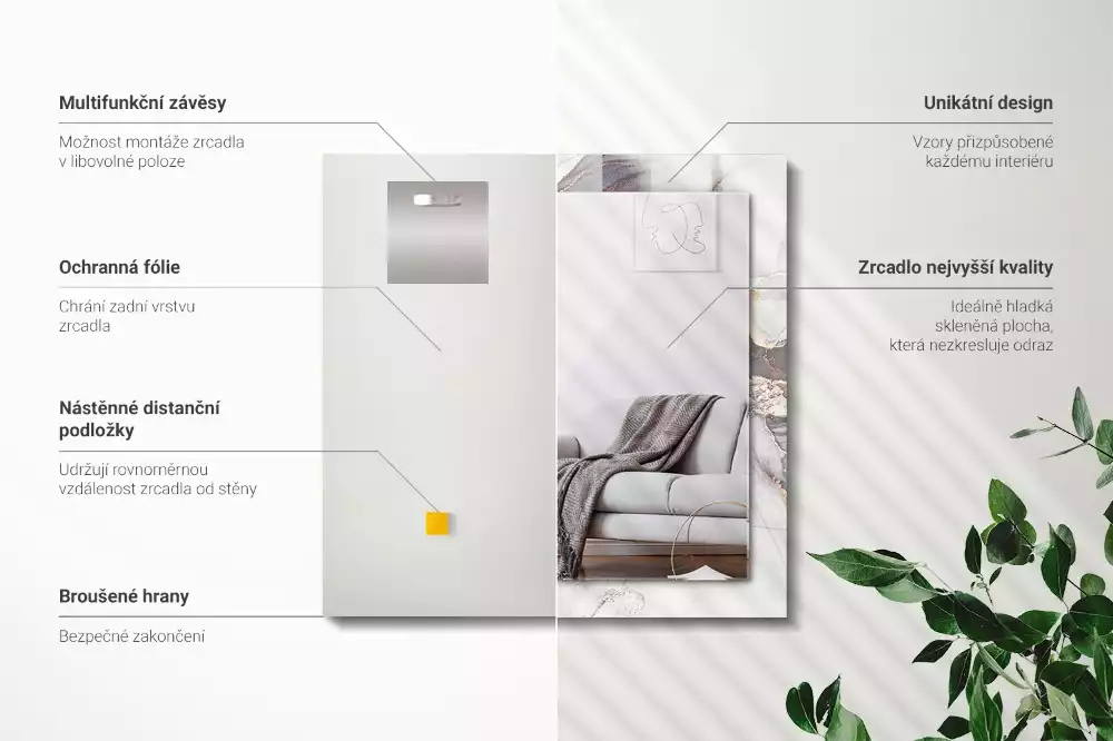 Négyszögletes dísztükör Absztrakt művészeti márvány