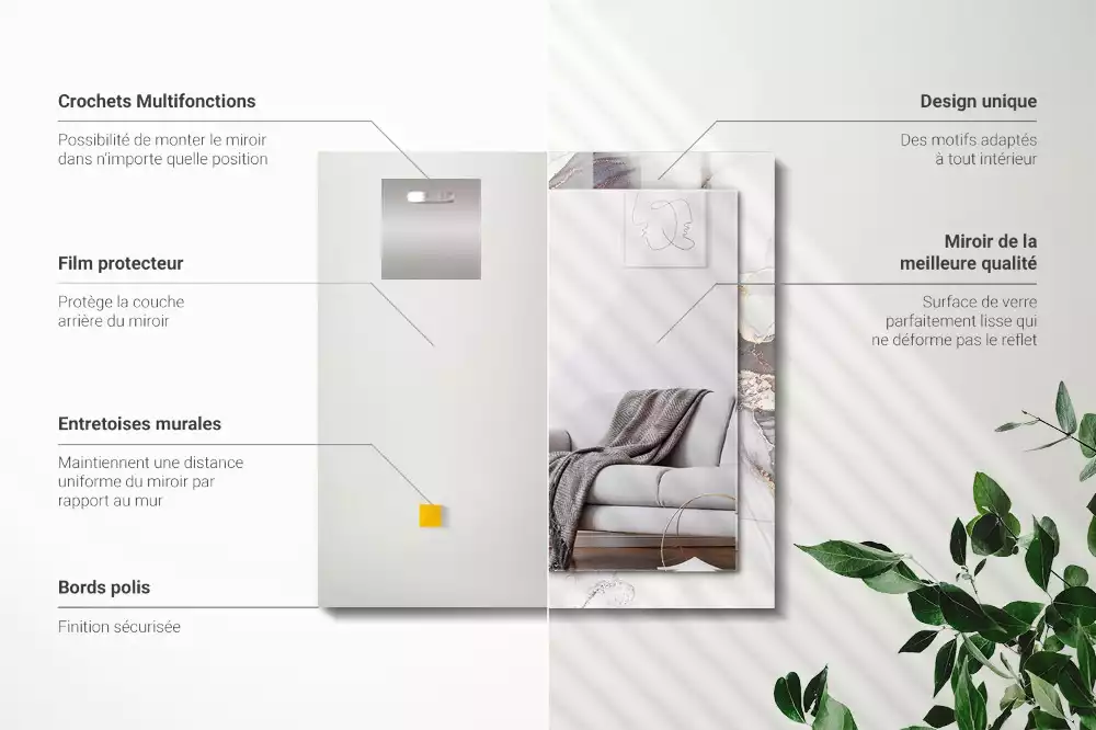 Négyszögletes dísztükör Absztrakt művészeti márvány