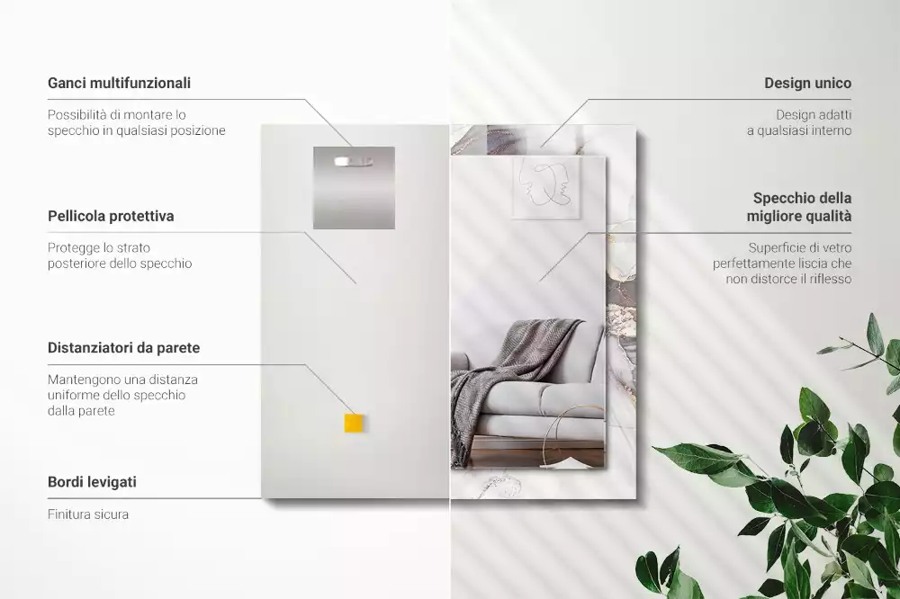 Négyszögletes dísztükör Absztrakt művészeti márvány