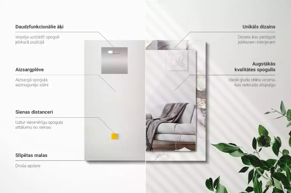 Négyszögletes dísztükör Absztrakt művészeti márvány