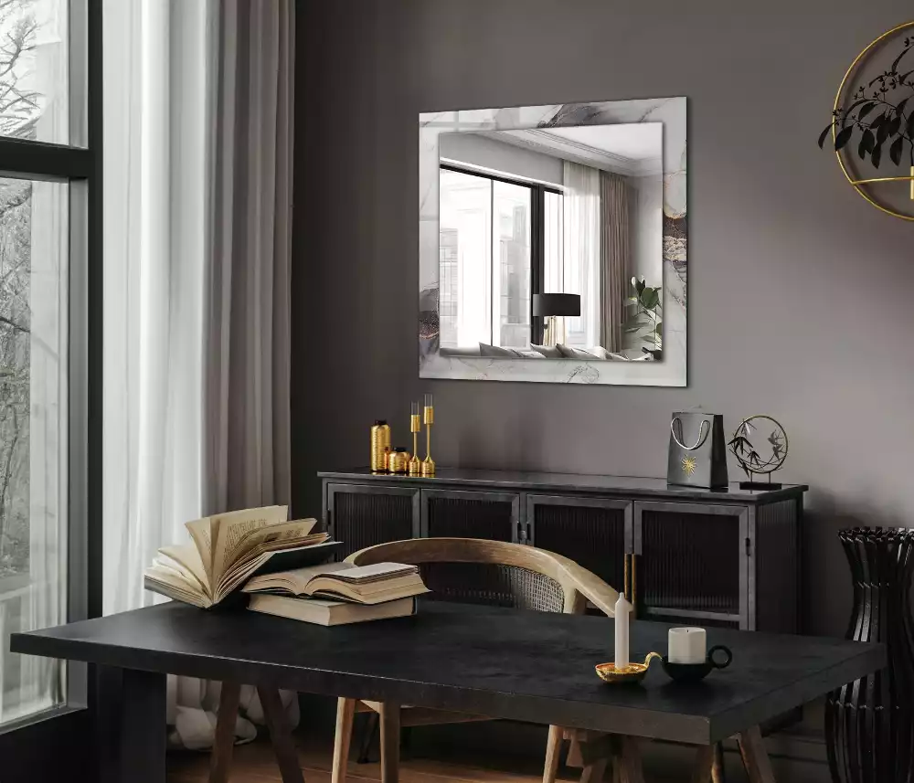 Négyszögletes dísztükör Absztrakt művészeti márvány