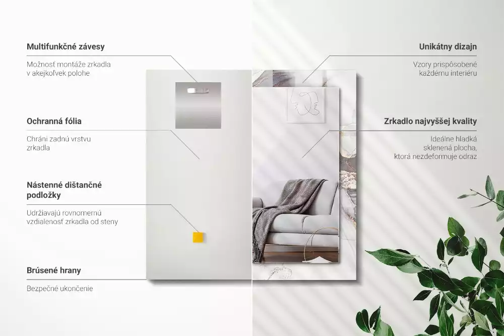 Négyszögletes dísztükör Absztrakt művészeti márvány