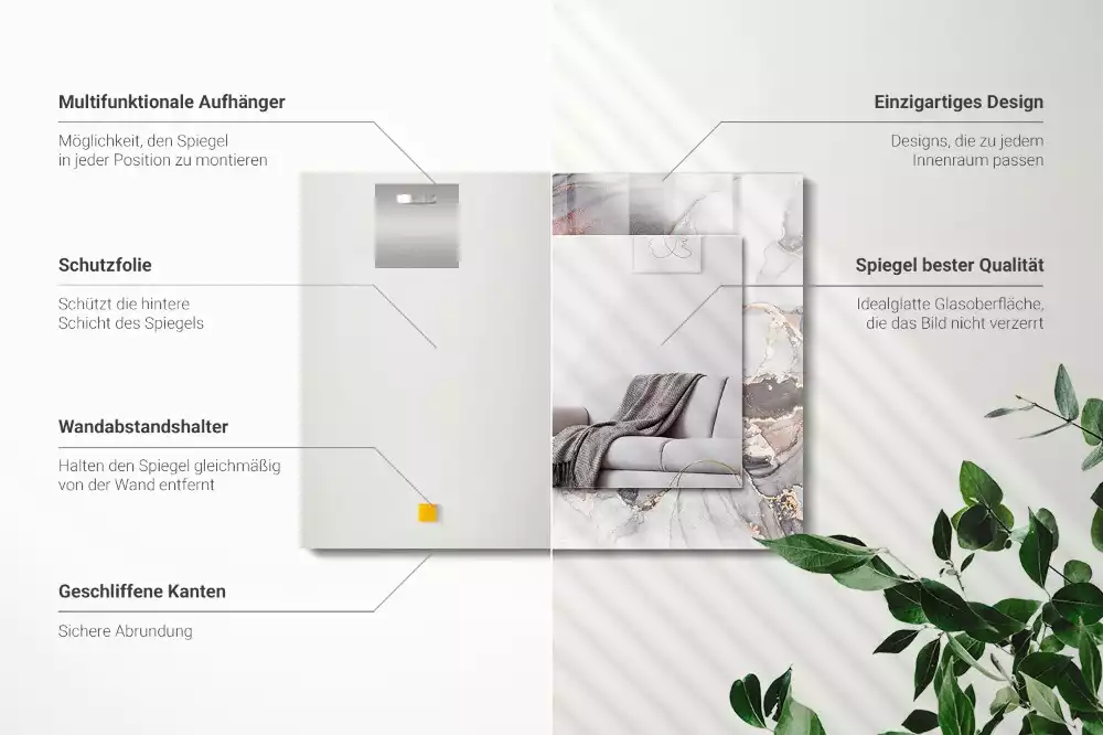 Négyszögletes dísztükör Absztrakt művészeti márvány