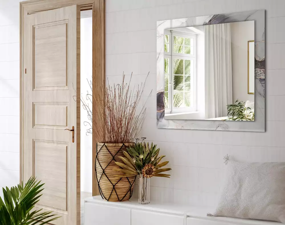 Négyszögletes dísztükör Absztrakt művészeti márvány