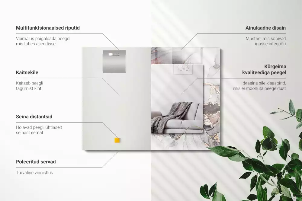 Négyszögletes dísztükör Absztrakt művészeti márvány