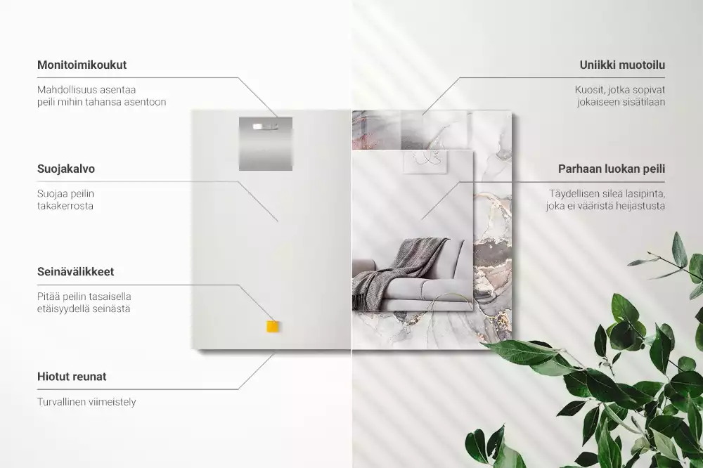 Négyszögletes dísztükör Absztrakt művészeti márvány