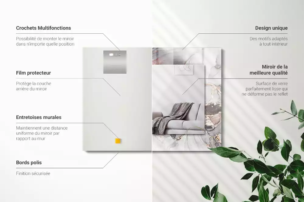 Négyszögletes dísztükör Absztrakt művészeti márvány