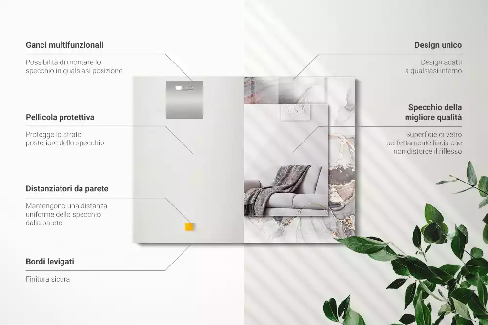 Négyszögletes dísztükör Absztrakt művészeti márvány