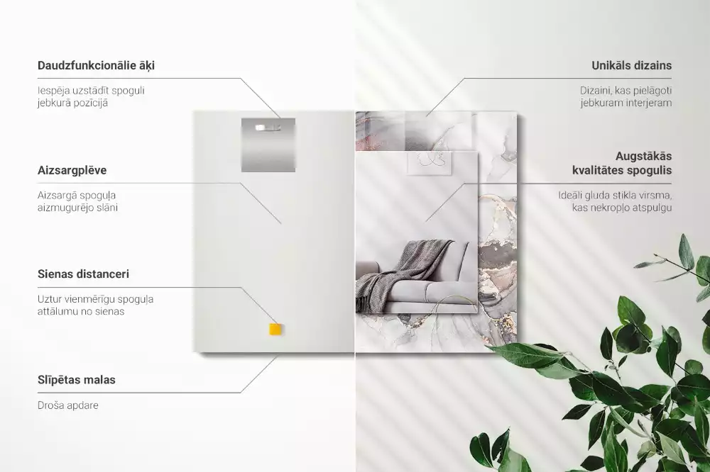 Négyszögletes dísztükör Absztrakt művészeti márvány