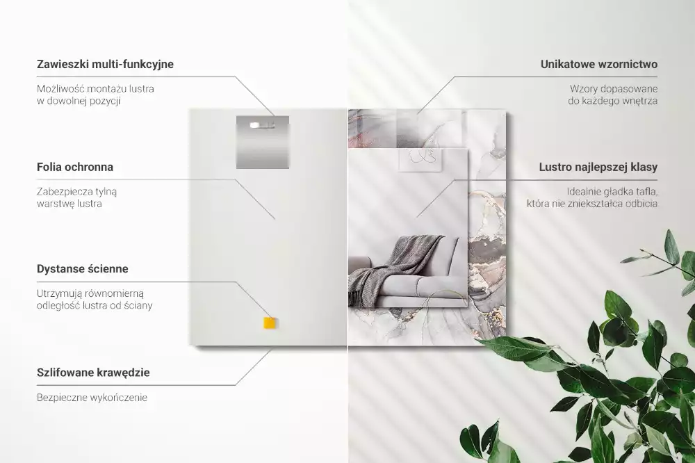 Négyszögletes dísztükör Absztrakt művészeti márvány