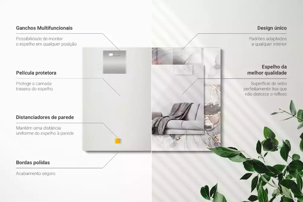 Négyszögletes dísztükör Absztrakt művészeti márvány