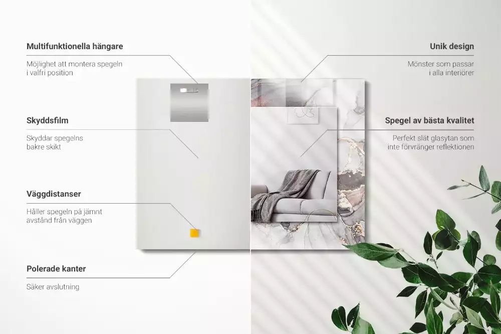 Négyszögletes dísztükör Absztrakt művészeti márvány