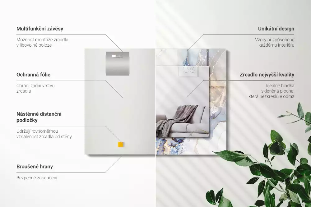 Négyszögletes dísztükör Absztrakt művészeti márvány