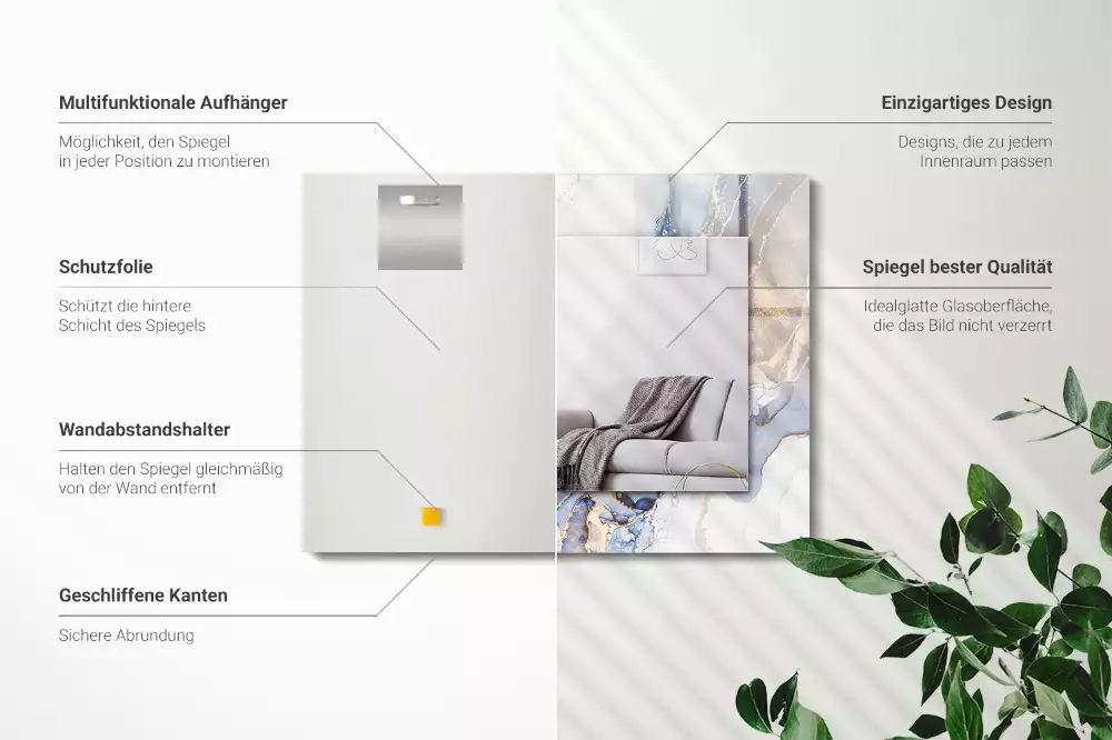 Négyszögletes dísztükör Absztrakt művészeti márvány