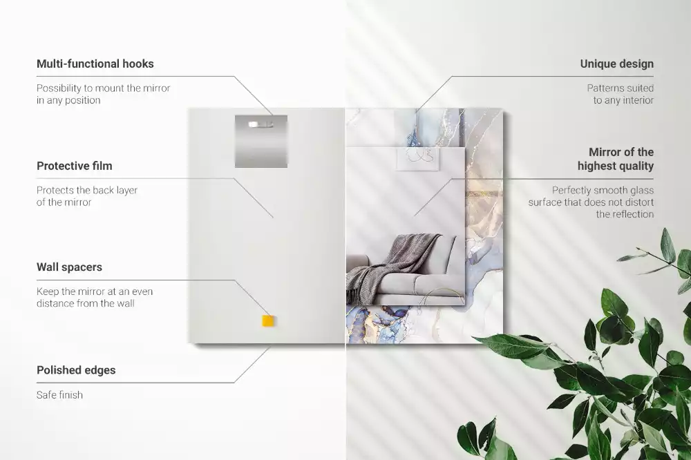 Négyszögletes dísztükör Absztrakt művészeti márvány