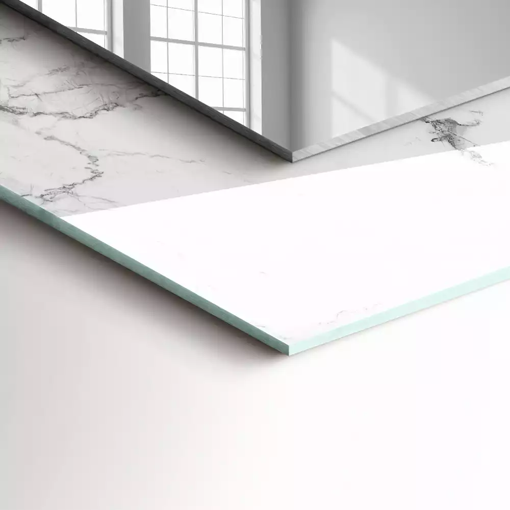 Négyszögletes dísztükör Fehér márvány minta