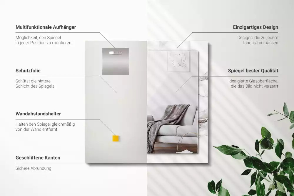 Négyszögletes dísztükör Fehér márvány minta