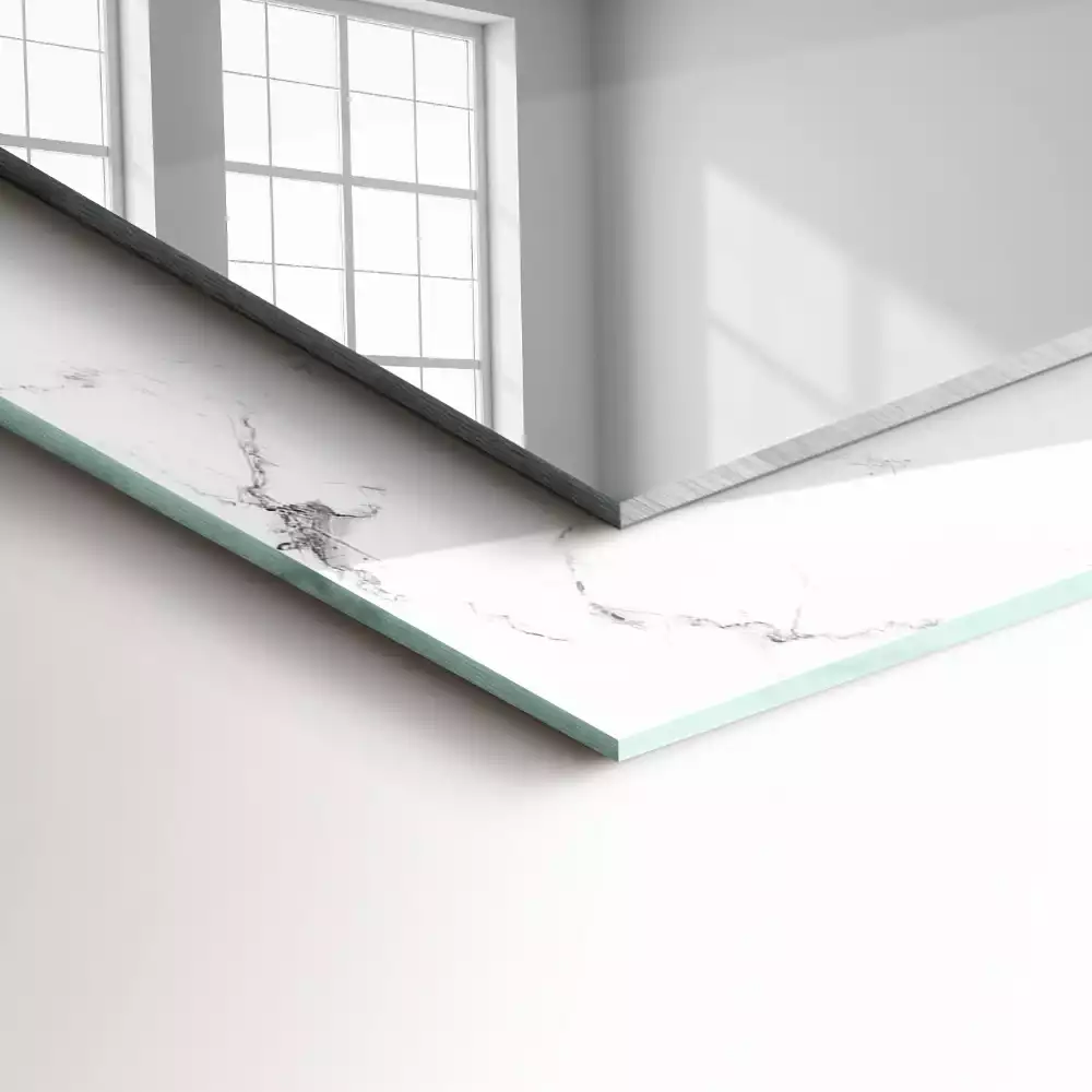 Négyszögletes dísztükör Fehér márvány minta