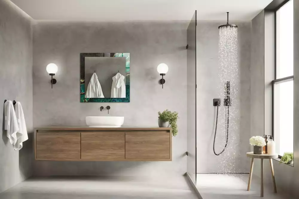 Négyszögletes dísztükör Zöld absztrakt minták